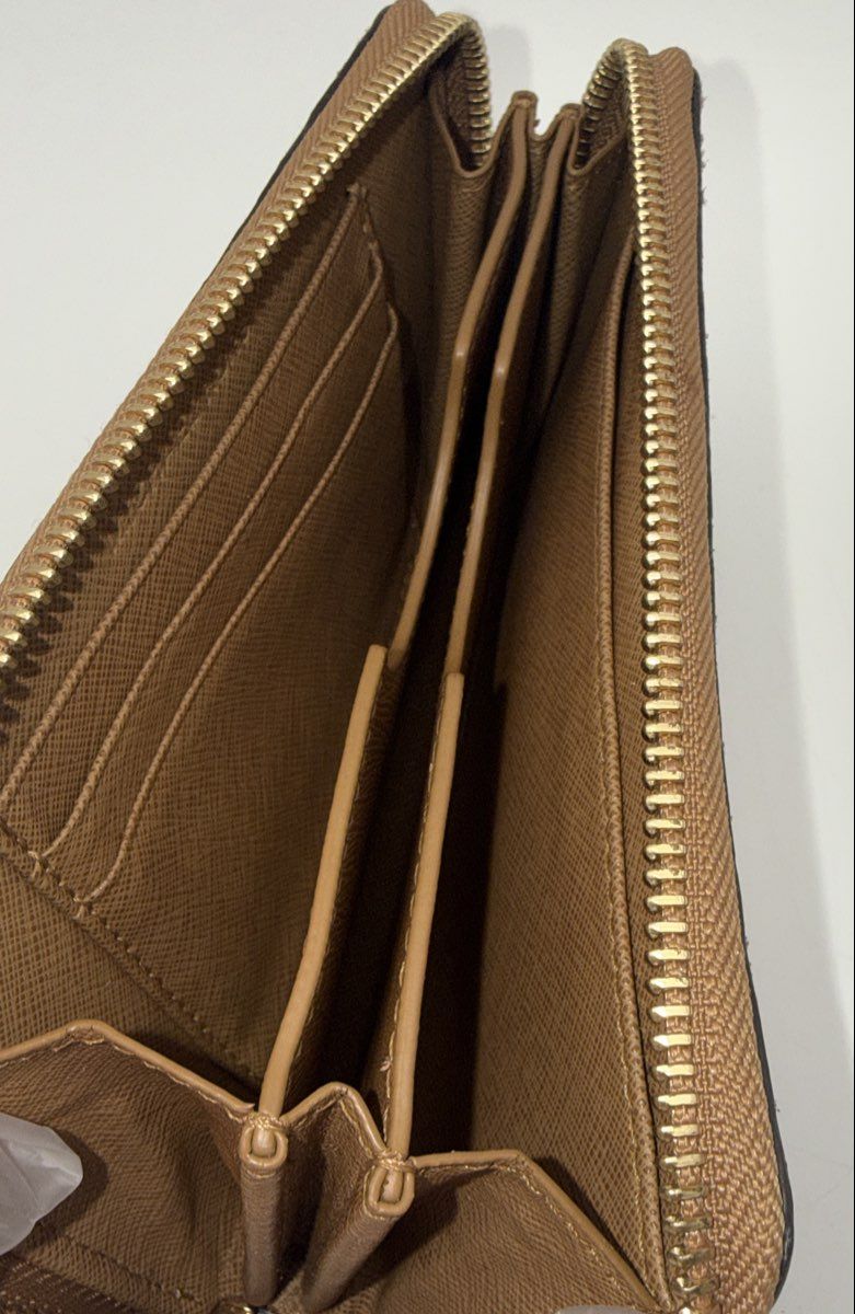 Michael Kors Brown Snakeskin Embossed Leather Zip Around Wristlet Wallet