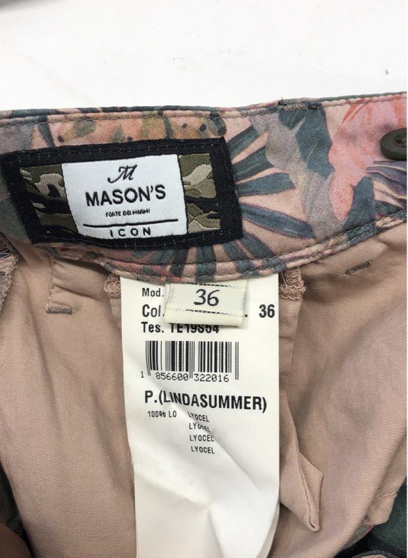 Mason's Women's Pink Green Tropical Linda Summer Lyocell Trousers Sz IT 36