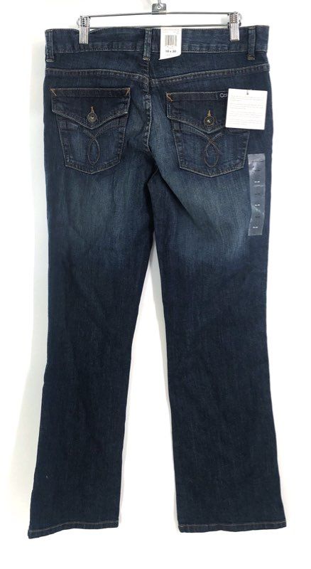 Calvin Klein Jeans Women's Dark Wash Bootcut Flap Back Pocket Jeans Size 10