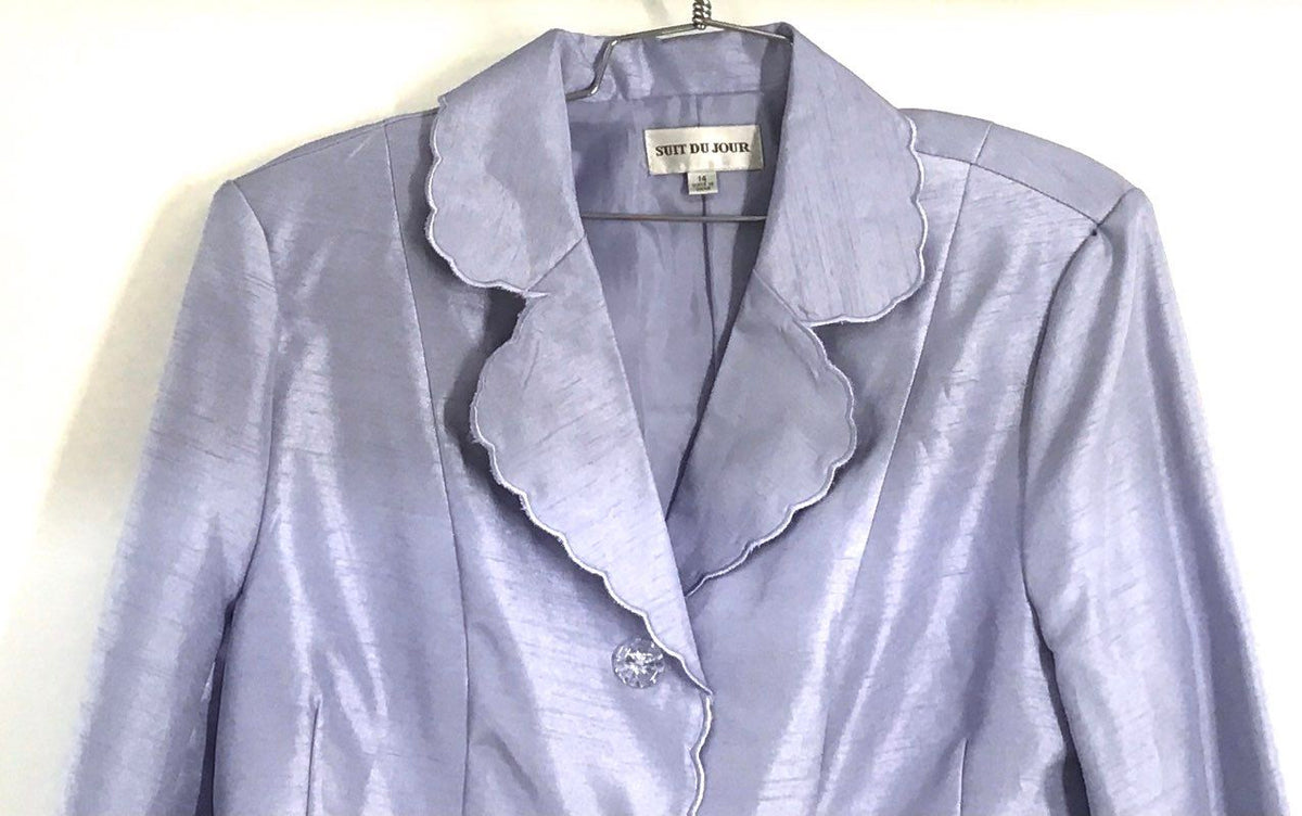 Suit Du Jour Women's Lavender Scalloped Jacket Textured Y2K Vintage NWT Sz 14