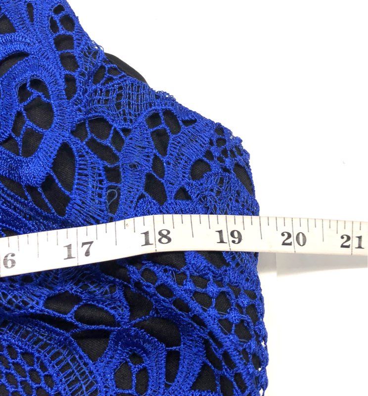 Alexia Admor Women's Blue Guipure Lace Sheath Dress Sleeveless NWT Sz L