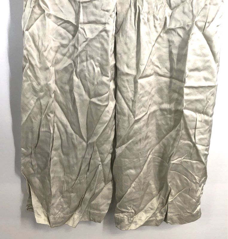 A LINE Women's Off-White Pleated High Rise Wide Leg Viscose Trousers Pants Sz XS