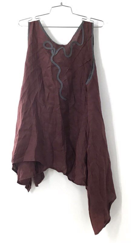 Peacock Ways Women's Rose Linen Blend Sleeveless Sharkbite Hem Tunic Sz L NWT
