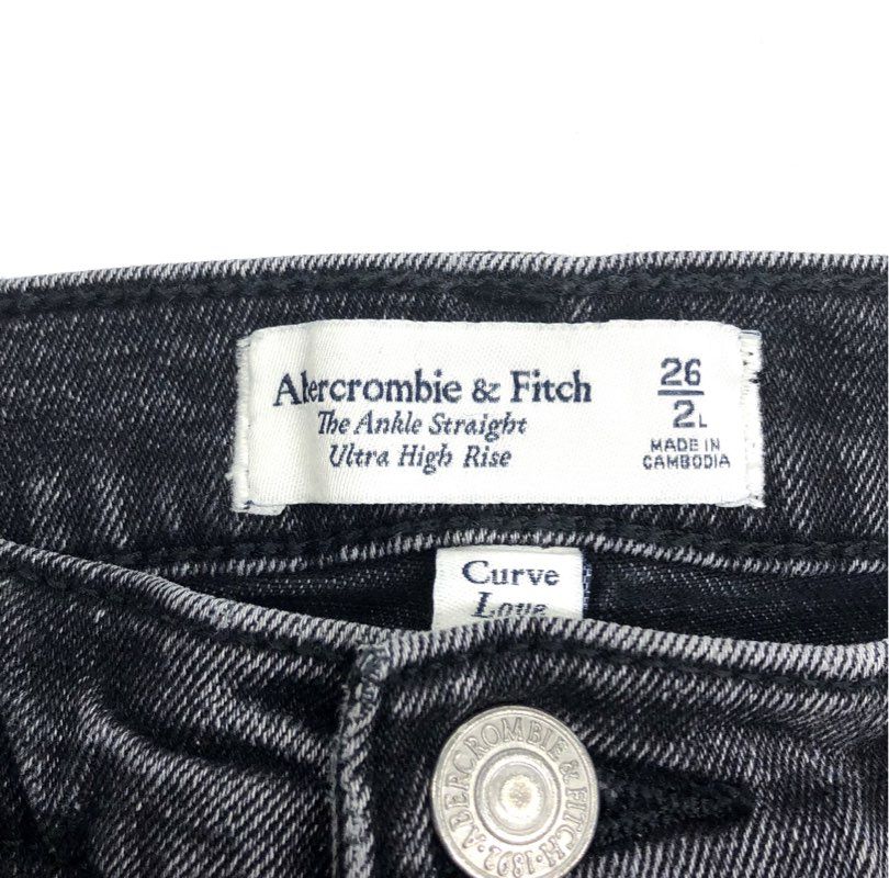 Abercrombie & Fitch Women's Curve Love Ankle Straight Distressed Jeans 26 2L