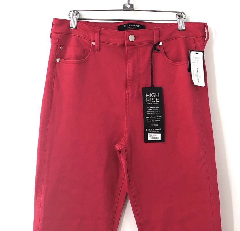 Liverpool Women's Red High-Rise Ankle Skinny Jeans NWT Size 10/30