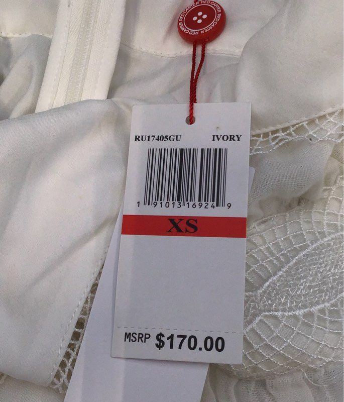 Red Carter Women's Ivory Lace Trim V-Neck Sleeveless Maxi Dress Size XS NWT