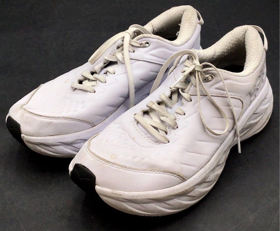 Hoka Bondi SR White Leather Slip Resistant Walking Shoes Women's Size 10.5