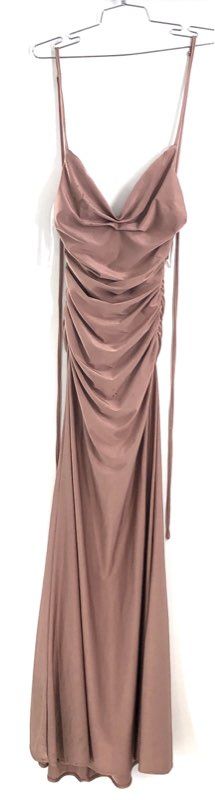 Liz Minelli Women's Mauve Rose Cowl Neck Ruched Maxi Dress Sz XS NWT