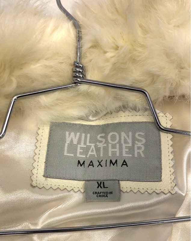 Vintage Y2K Wilsons Leather Maxima Women's White Rabbit Fur Zip Vest Sz XL