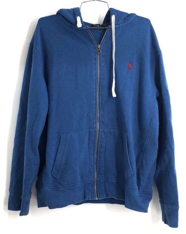Polo Ralph Lauren Men's Royal Blue Full Zip Hoodie Red Pony Logo Sz XXL