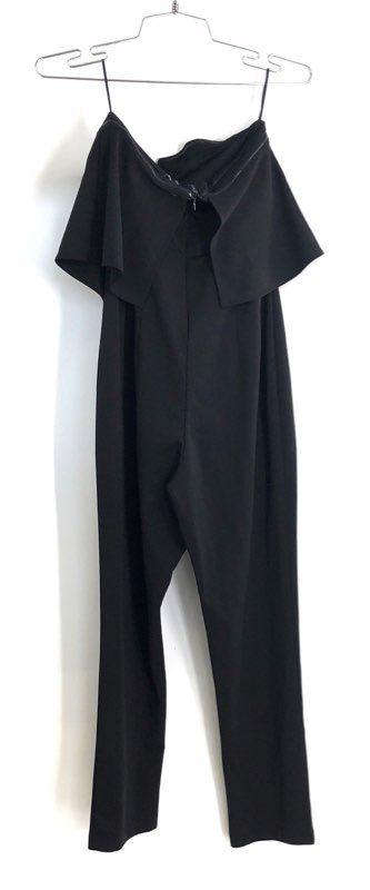 Express Women's Black Off Shoulder Ruffle Flounce Jumpsuit NWT Sz 4