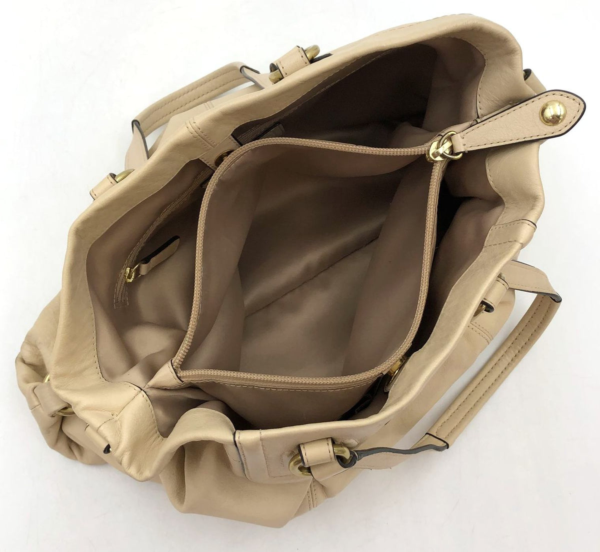 Coach F19243 'Ashley' Beige Leather Shoulder Bag with Gold-Tone Hardware (+COA)