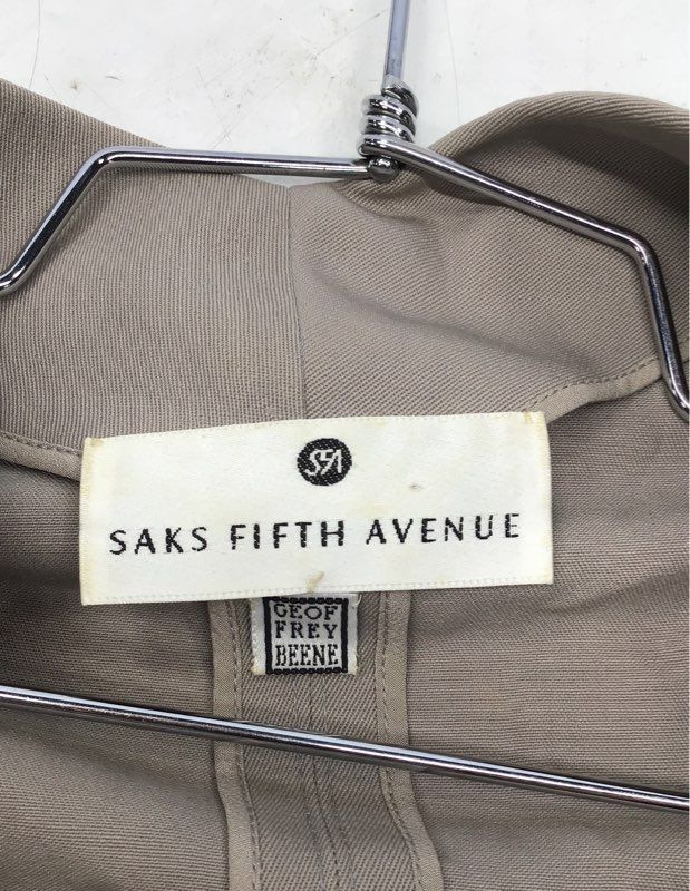 Vintage 80s Geoffrey Beene for Saks Fifth Avenue Women's Tan Duster Jacket Sz 8