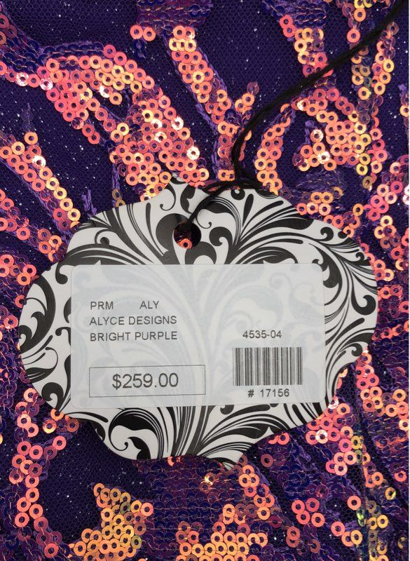 NWT Alyce Designs Women's Bright Purple Sequin Mini Dress