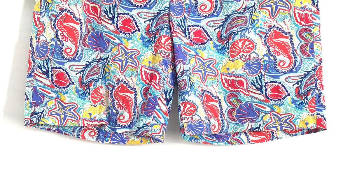 Talbots Women's Seahorse Starfish Nautical Print Cotton Blend Shorts Sz 4