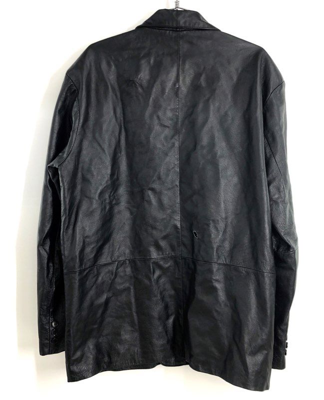 Vintage 90s Leather U.S.A. Men's Black Genuine Leather Blazer Jacket Sz XL