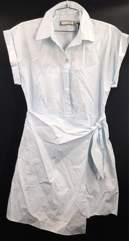 Bagatelle Women's Blue Wrap Shirt Dress Tie Waist Short Sleeve Sz S NWT
