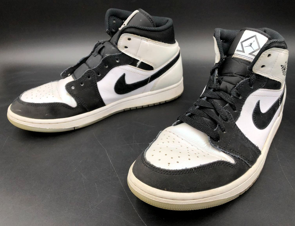 Nike Air Jordan 1 Mid SE &#39;Diamond&#39; Men&#39;s White/Black Sneakers - Size 8 (+COA)