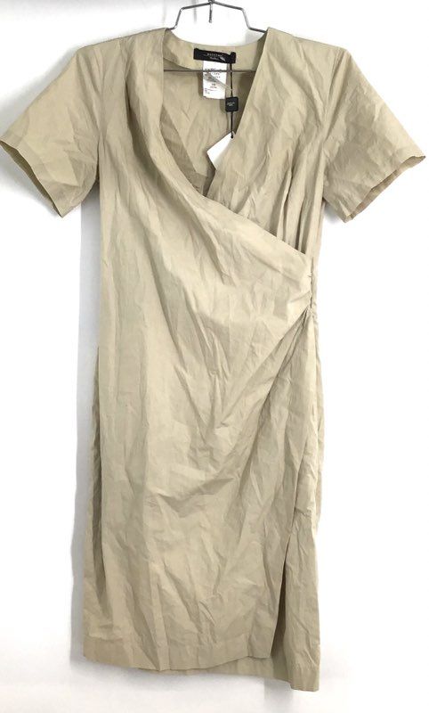 Weekend Max Mara Women's Felino Wrap Dress Ginger Tan Cotton Short Sleeve Sz 0
