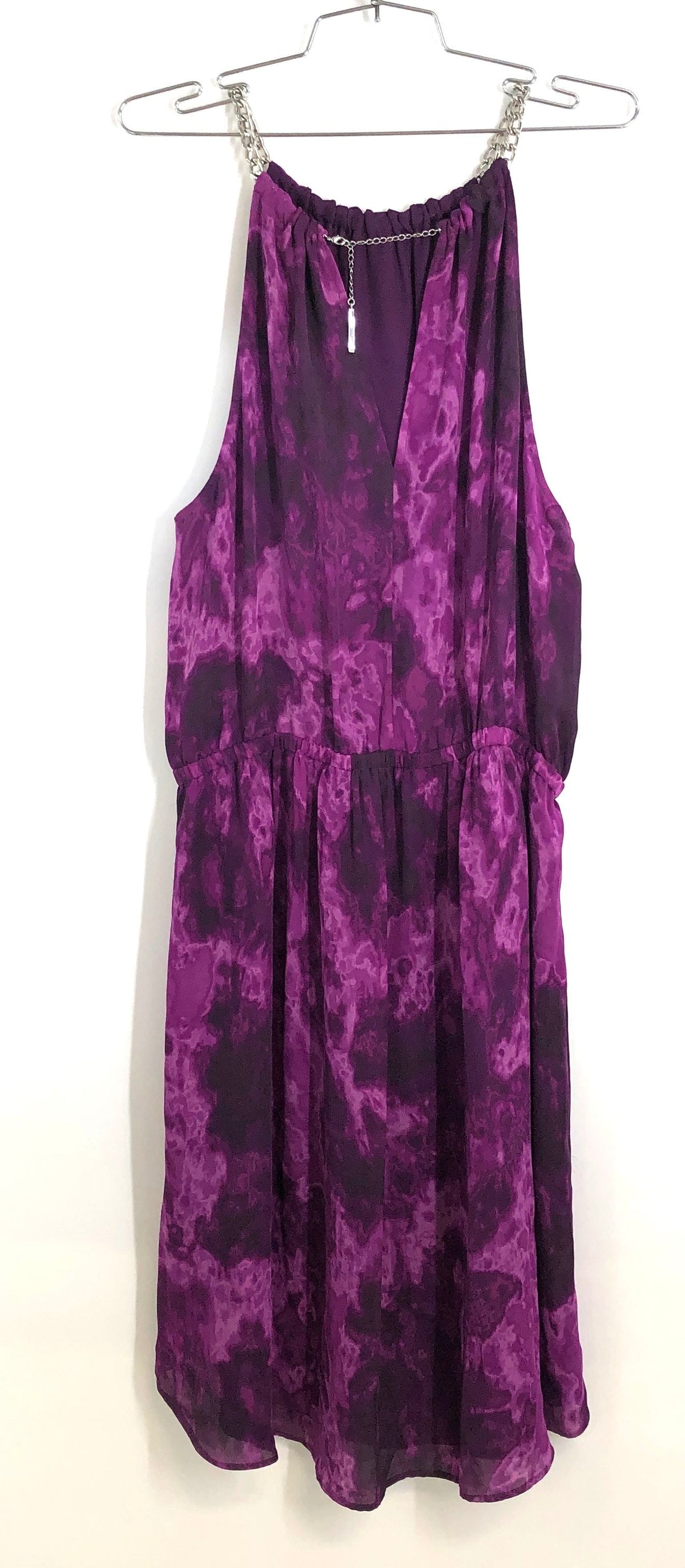 Michael Kors Women's English Violet Chain Halter High Low Dress Sz 14 NWT