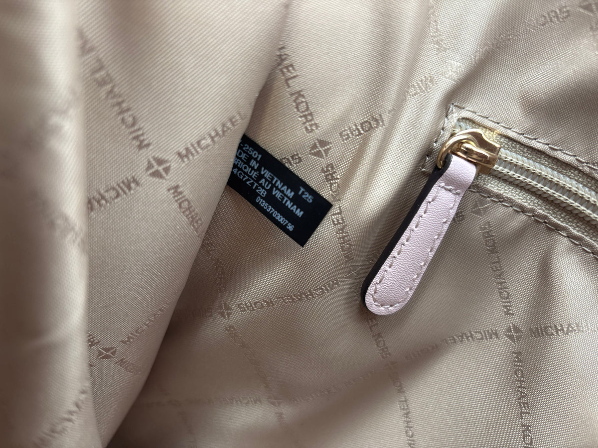 Michael Kors Mirella Powder Pink & White Signature Logo Tote Bag COA