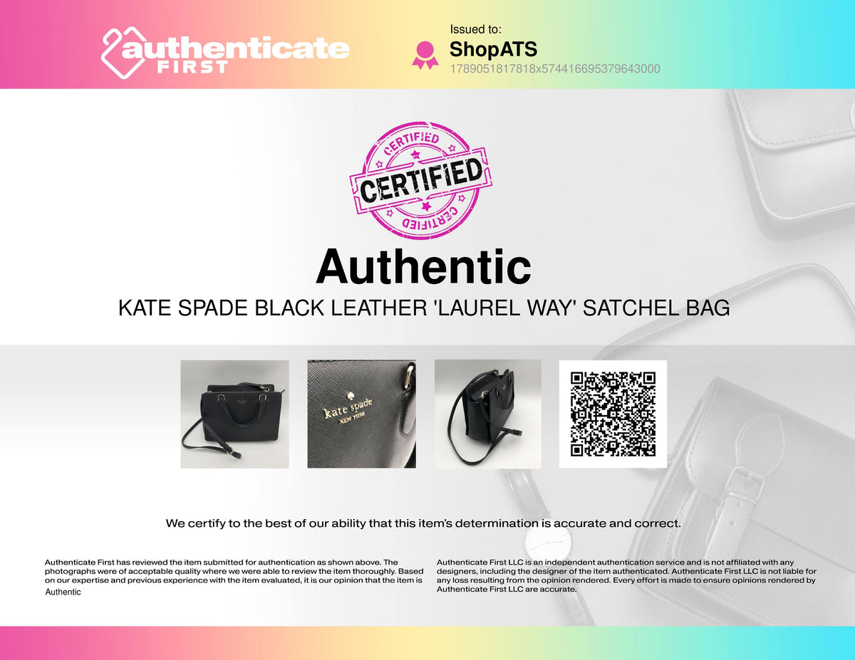 Kate Spade Black Saffiano Leather Laurel Way Satchel Crossbody Bag COA