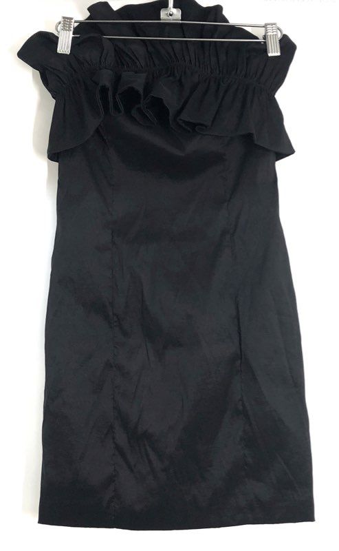 Thirty Three Women's Black Strapless Ruffle Cocktail Sheath Dress Sz M