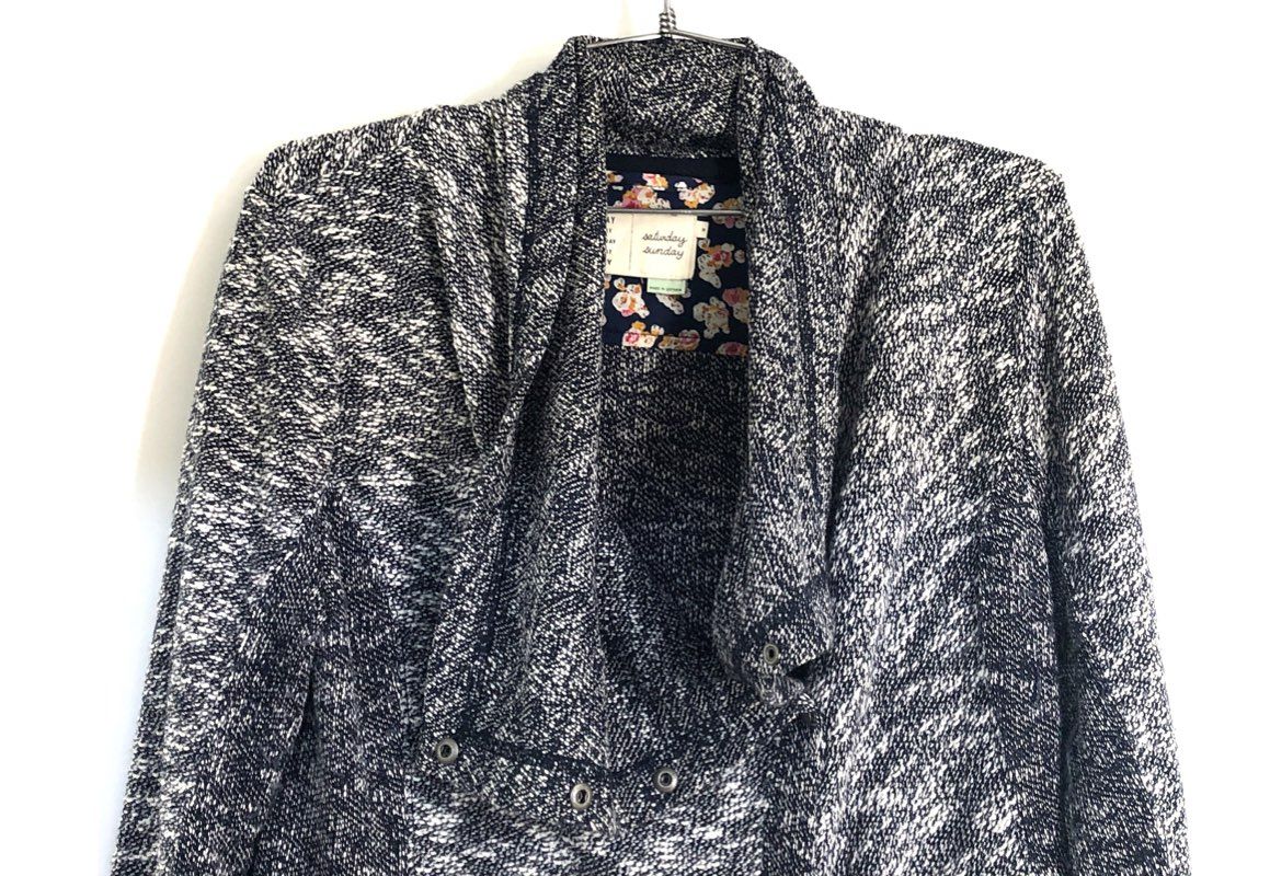 Saturday Sunday Women's Marled Knit Asymmetrical Drape Neck Cardigan Jacket M