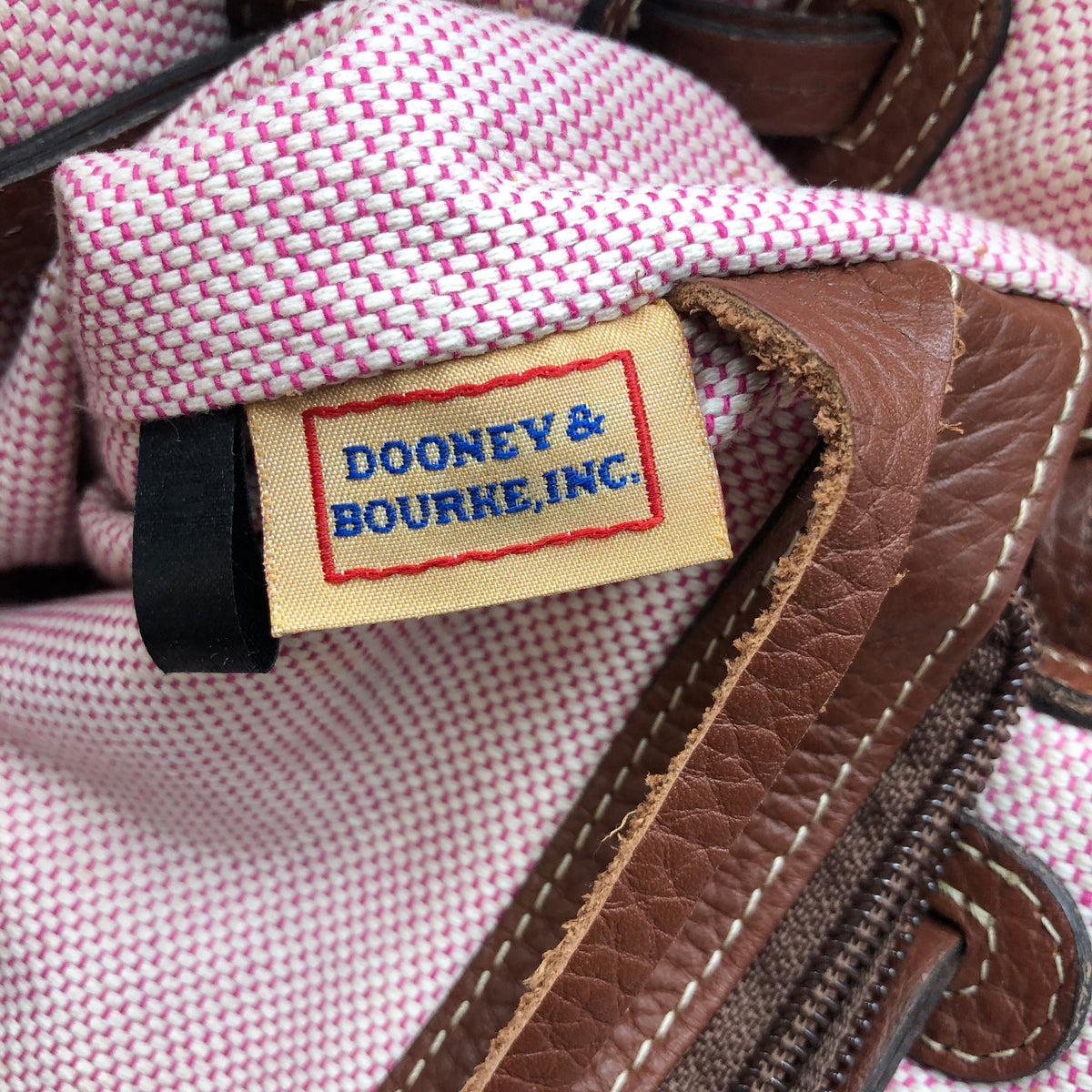Dooney & Bourke Brown Signature Canvas Monogram Drawstring Satchel Bag COA
