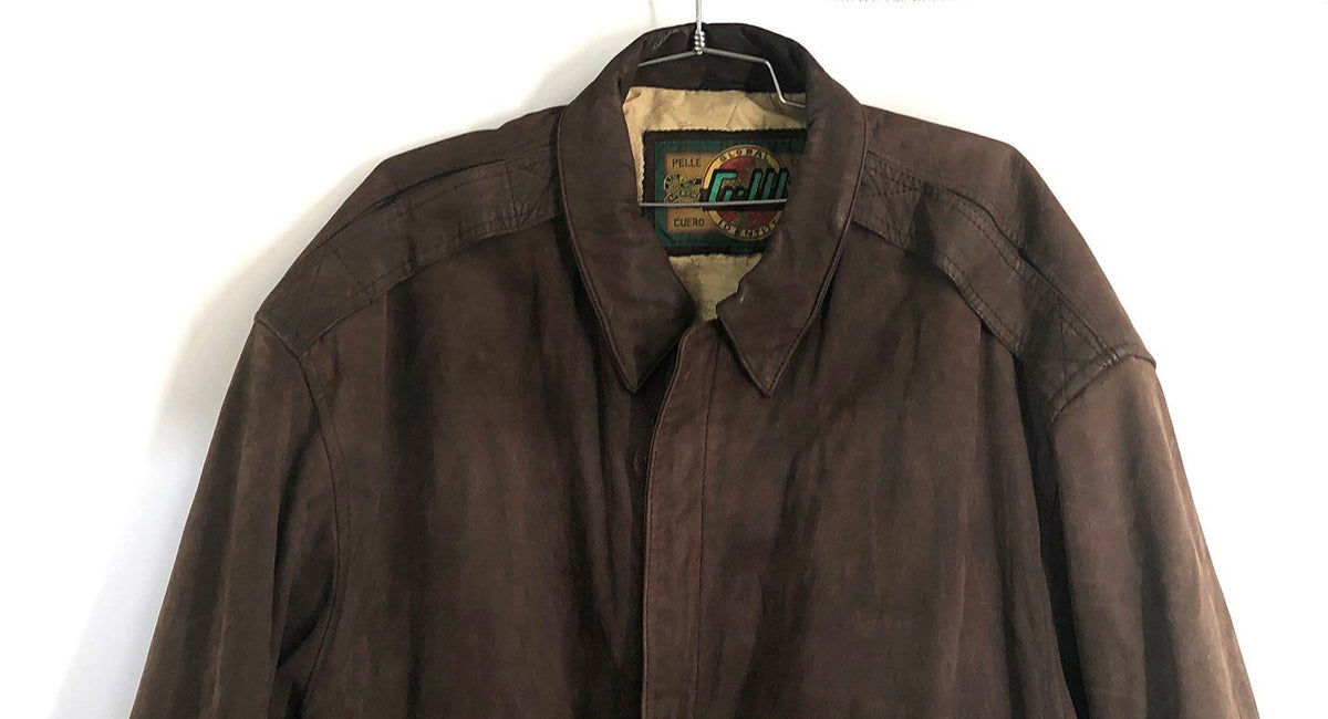 Vintage 90s G-III Men's Brown Leather Bomber Jacket Global Identity Map Sz XL