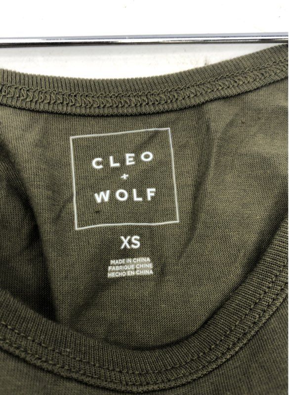 Cleo + Wolf Women's Tank Top Olive Green Sage Take It Easy Graphic Racer NWT XS