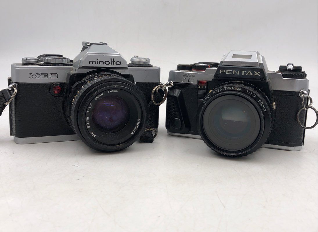 Minolta XG-9 &amp; Pentax Program Plus 35mm SLR Film Camera Lot Of 2