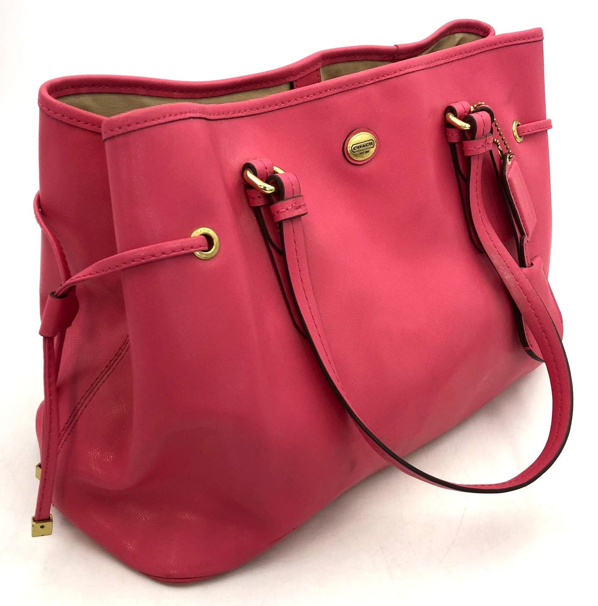 Coach F29362 'Peyton' Pink Leather Carryall Shoulder Bag w/ Gold Accents (+COA)
