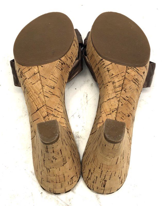 Coach Karen Signature Jacquard Metallic Bronze Wedge Heel Sandals Size 10B