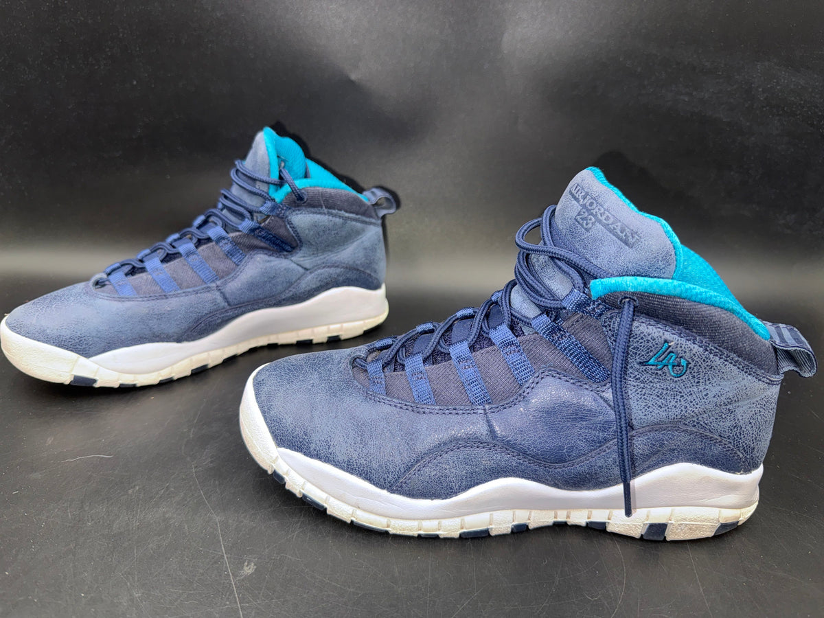 Nike Air Jordan 10 Retro Los Angeles Ocean Fog Blue Sneakers Size 5.5Y COA