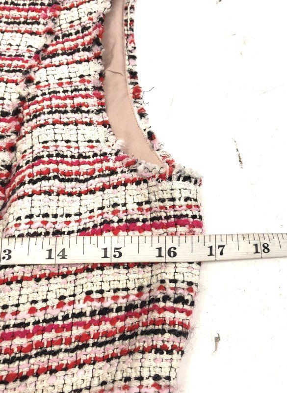 Rebecca Taylor Women's Optic Tweed Sleeveless Sheath Dress Red White NWT Sz 2