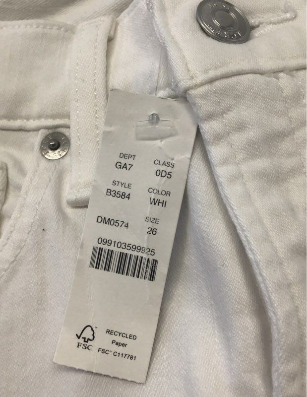 J.Crew Women's 9" Toothpick Jeans White Perfecting Pockets Skinny Size 26 NWT