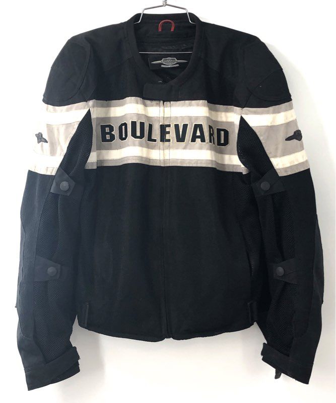 Suzuki Boulevard Men's Black Mesh Motorcycle Jacket Padded Authentic Sz L
