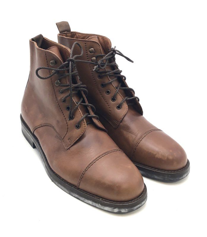 Coach J203 Brown Leather Cap Toe Lace Up Boots Made in Italy Men's Size 8.5