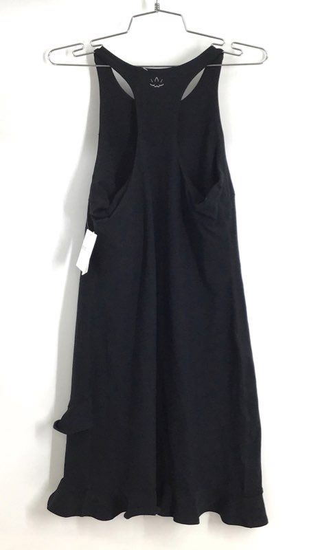 Beyond Yoga Women's Black Racerback Ruffle Activewear Mini Dress Sz L NWT