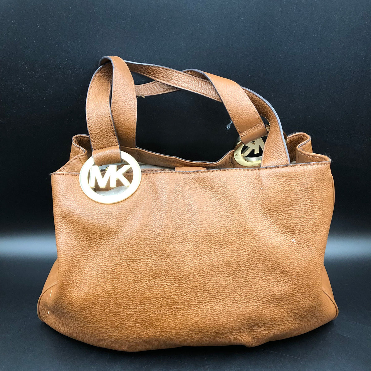 Michael Kors Cognac Brown Leather Layton Hobo Shoulder Bag COA