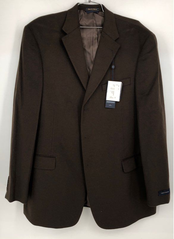 NWT Tommy Hilfiger Men&#39;s Brown Notch Lapel Single-Breasted Blazer - Size 44L