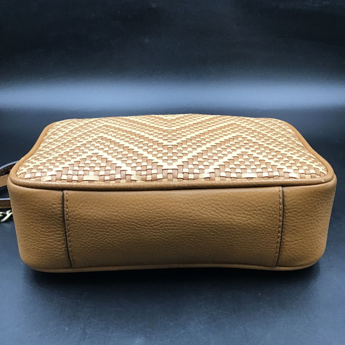 Michael Kors Brown Leather 'Ginny Woven' Crossbody Bag (+COA)