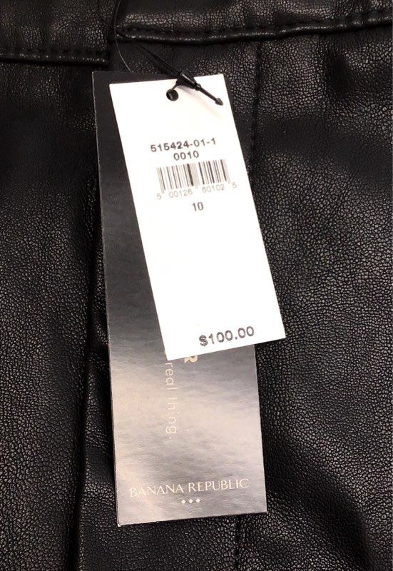 Banana Republic Women's Black Vegan Faux Leather Straight Leg Pants NWT Sz 10