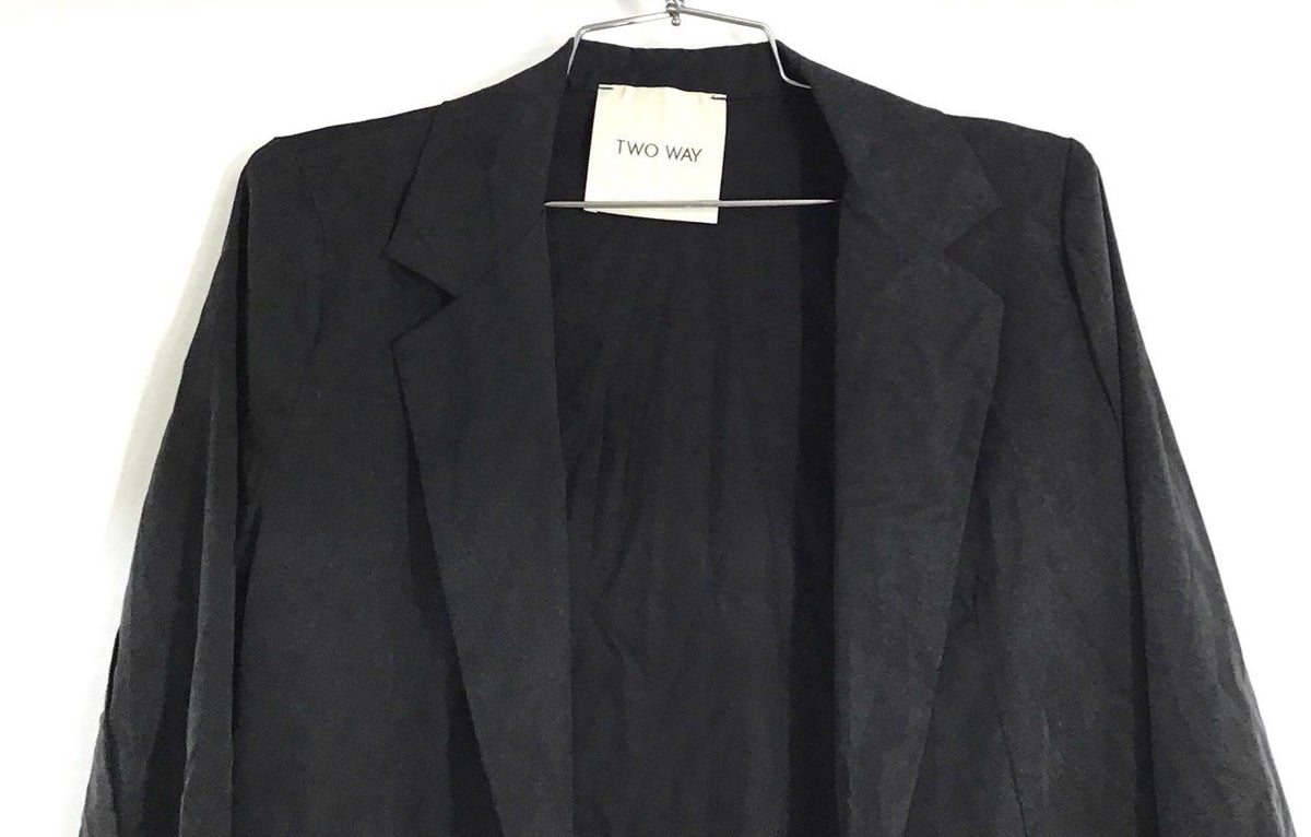 Two Way Women's Black Open Front Blazer Jacket Tencel Sorona Made in Italy