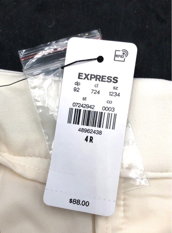 Express Women's Ivory Editor Pant Dress Trousers Slim Leg Sz 4R NWT