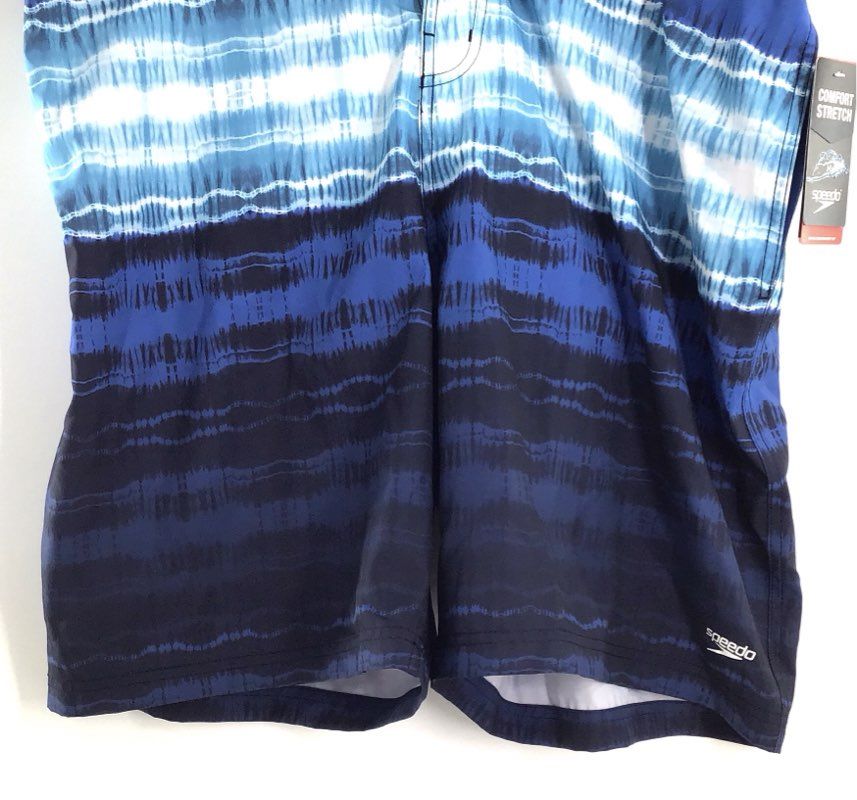 Speedo Men's Blue Lemonade Tie Dye Comfort Stretch Swim Trunks Sz XXL NWT