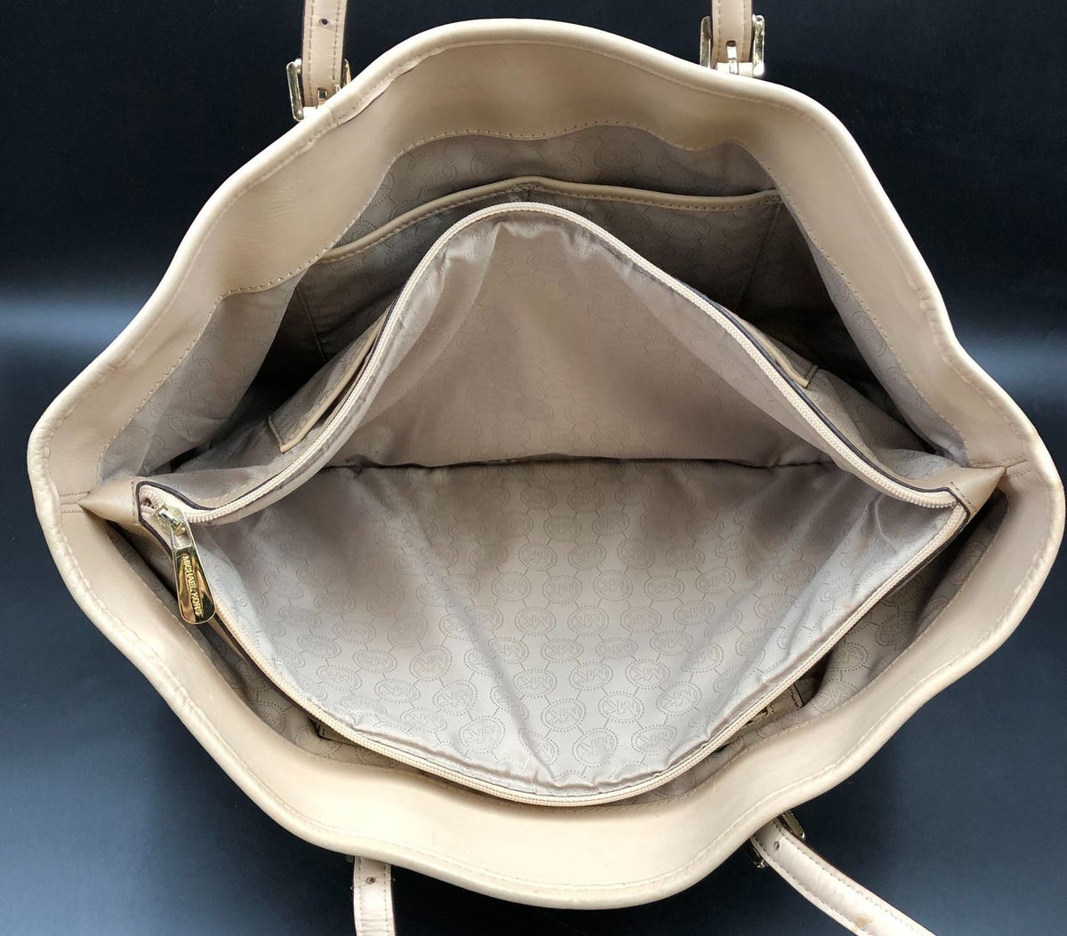 Michael Kors Cream White/Brown Signature Zebra Print Tote w/ Leather Trim (+COA)