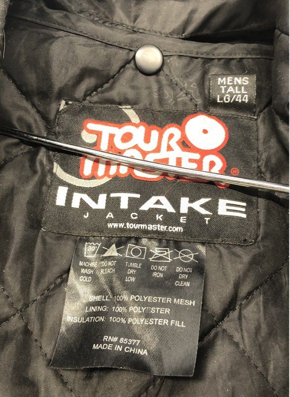 Tour Master Men's Intake Motorcycle Jacket Black Gray Mesh Padded Armor Tall LG