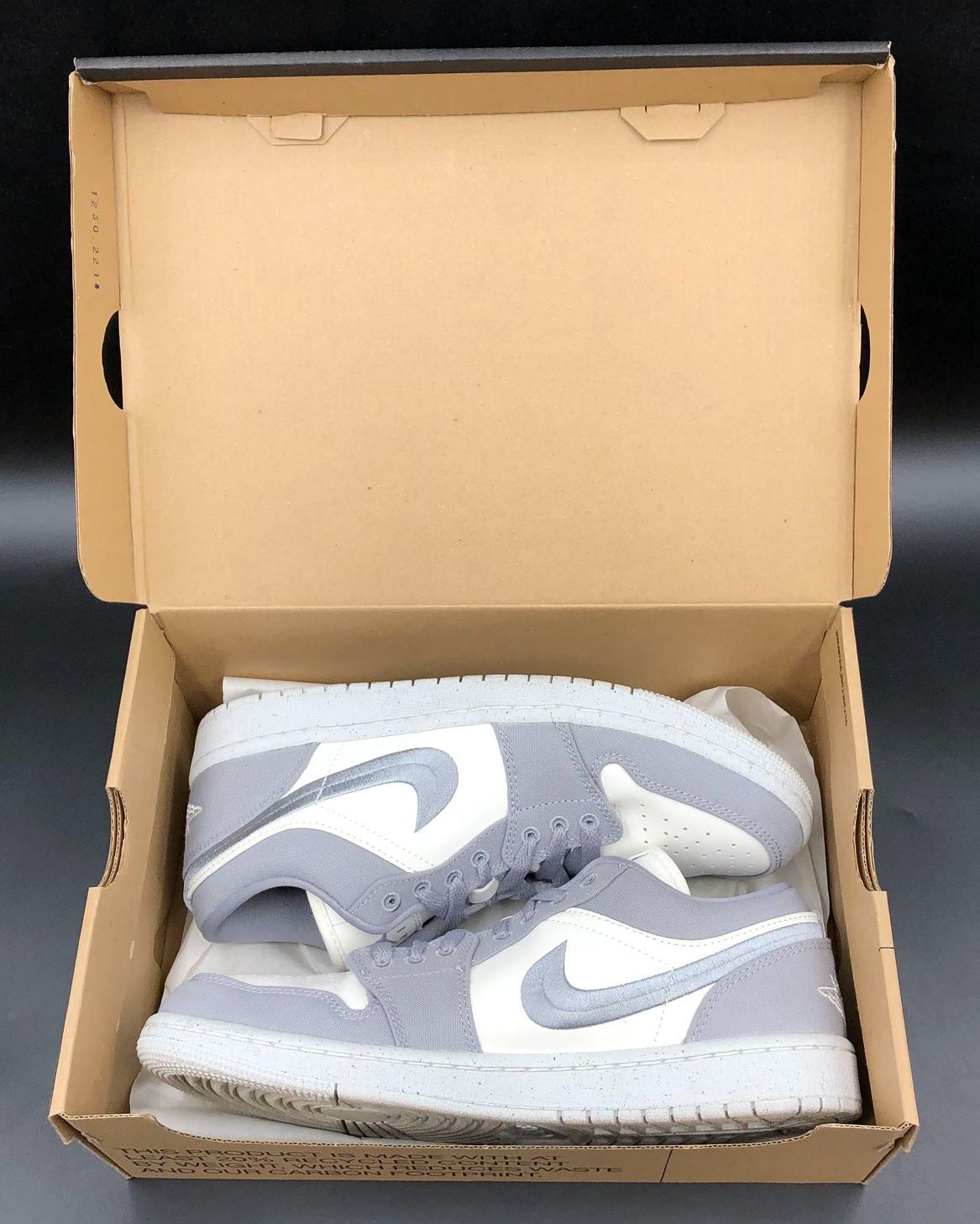 Nike Jordan 1 Low SE Women's 'Light Steel Grey' & White Sneakers - Size 9 (+COA)
